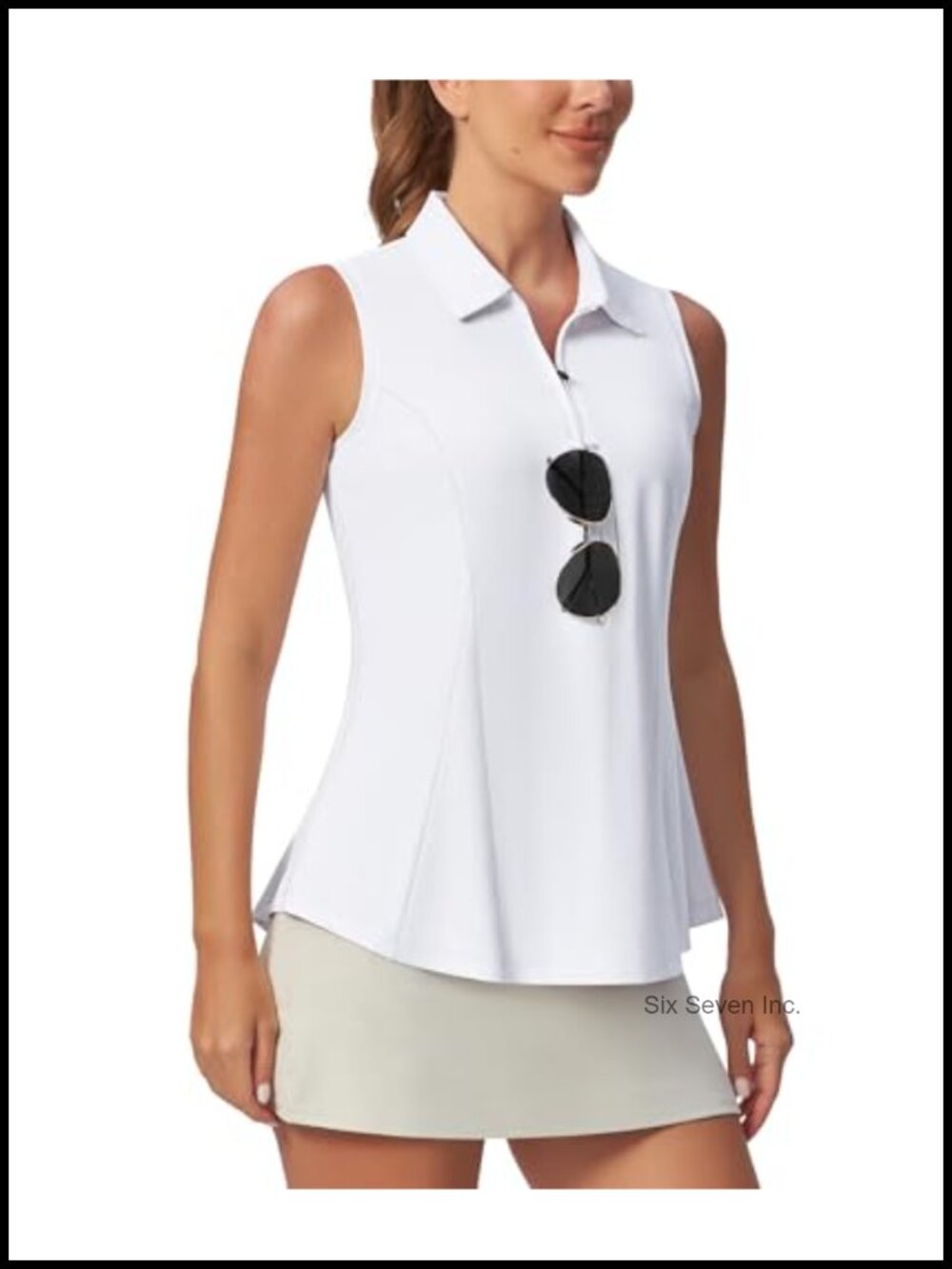 Sleeveless Golf Polo Shirt Peplum No-Tuck UPF 50+ Quarter Zip